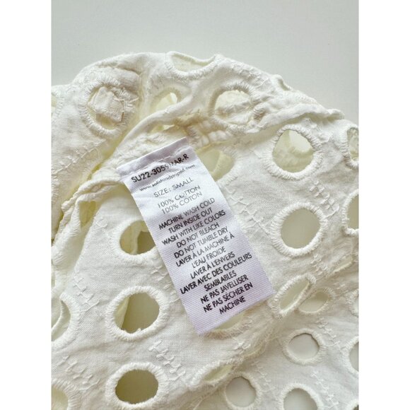 SOLID & STRIPED Harper White Cotton Eyelet Belted Shirt Dress Cover-Up, Size S - Picture 14 of 16